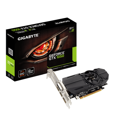 Відеоадаптер GTX1050 2048Mb GDDR5 128bit Gigabyte Low Profile OC (GV-N1050OC-2GL) (1354/7008) (DVI, HDMI, DisplayPort)