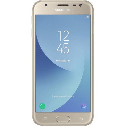 Мобильный телефон Samsung Galaxy J3 2016 DUOS Gold, 5", PLS, (1280x720), Spreadtrum SC8830 (1.3 ГГц), RAM 1.5 ГБ, 8 ГБ встроенной памяти, основная камера: 8 Мп, фронтальная камера: 5 Мп, 3G, LTE, GPS, GLONASS, поддержка 2x SIM-карт (Nano-SIM), Androi
