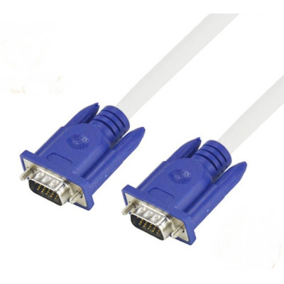 Кабель для монітора VGA - VGA 20 м, 2 феррита, білий , пакет Q20 (YT-VGA(M)/(M)3+4WH-20m)