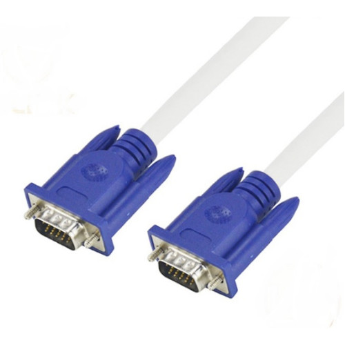 Кабель для монітора VGA - VGA 20 м, 2 феррита, білий , пакет Q20 (YT-VGA(M)/(M)3+4WH-20m)