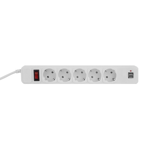 Мережевий фільтр ProLogix (PRS-075P5CUSB-18W) 5 розеток, 2 USB, 1.8 м, білий