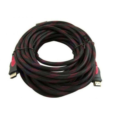 Кабель для монітора HDMI - HDMI, 30 м, v1.4, OD-7.4mm, 2 фільтра,обплетення Black/RED (YT-HDMI(M)/(M)NY/RD-30)