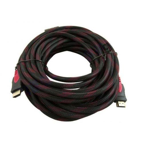 Кабель для монітора HDMI - HDMI, 30 м, v1.4, OD-7.4mm, 2 фільтра,обплетення Black/RED (YT-HDMI(M)/(M)NY/RD-30)