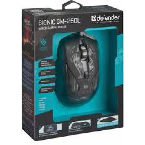 Мишка Defender Bionic GM-250L, 6 кн., 3200dpi, ігр.килимок, USB