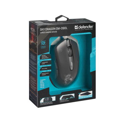 Мишка Defender Sky Dragon GM-090L, 6 кн., 3200dpi, ігр.килимок, USB