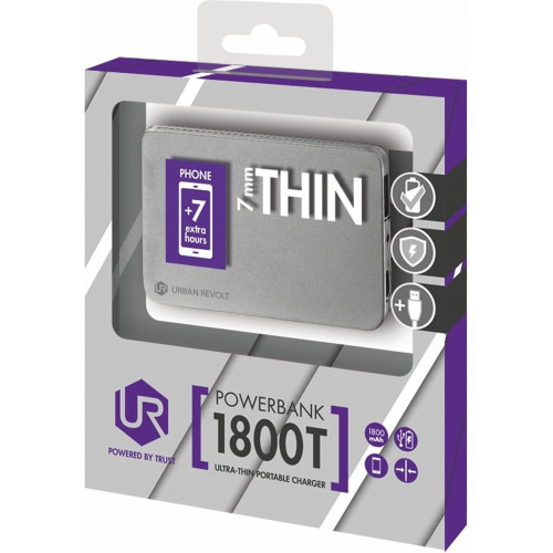 Портативні акумулятори (Power Bank) Trust 1800mAh urban revolt portable mobile (5v-1A) silver