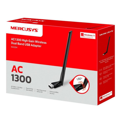 Обладнання Wi-Fi Adapter Mercusys MA30H, AC1300, Dual-Band 2,4 + 5 GHz, USB