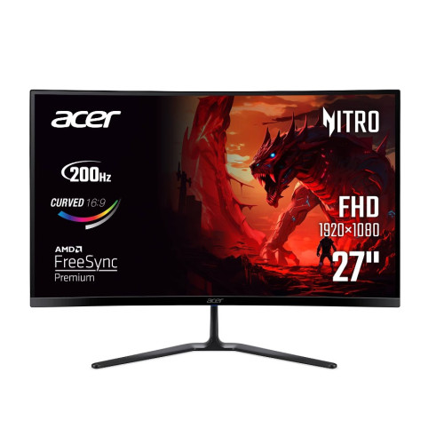 27" Монітор Acer Nitro ED270X0biip (UM.HE0EE.001) (FHD, IPS, 200Hz, 1мс, 250 кд/м², контраст 1000:1, HDMI, DisplayPort, FreeSync, Curved)