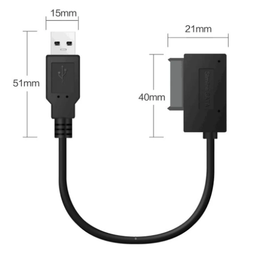 Кабель-перехідник USB 2.0 - DVD-Rom (9-12.7mm)