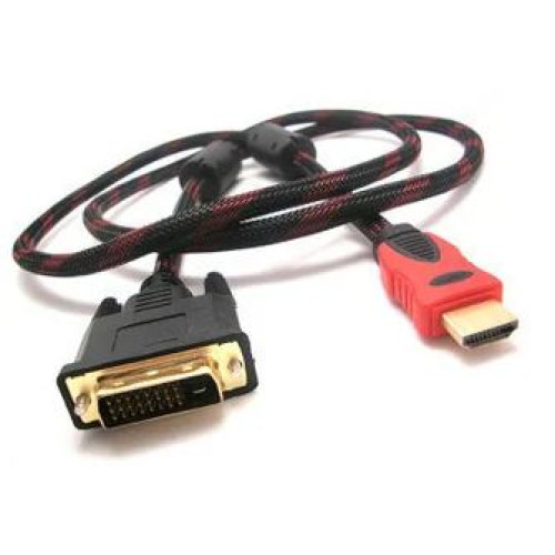 Кабель для монітора HDMI - DVI, 1.5 м, 2 феррита, , круглий, Пакет (YT-HDMI (M)-DVI (M)-1.5)