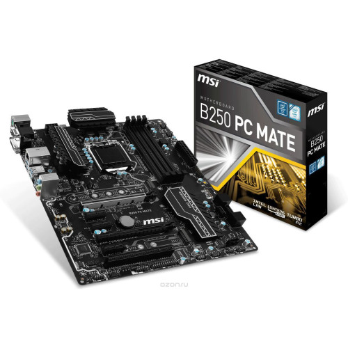 Материнська плата MSI B250 PC Mate (s1151, Intel B250, PCI-Ex16), 4 x DDR4, ATX