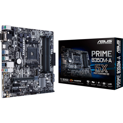 Материнська плата Asus PRIME B350M-A, (sAM4, AMD B350, PCI-Ex16), 4 x DDR4 DIMM; Количество каналов 2, RAID 0, 1, 10