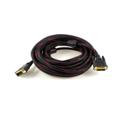 Кабель для монітора DVI - DVI, 10 м, Merlion, 2 феррита, Black/RED 24/24pin (YT-DVI(M)/(M)NY/RD-10m)