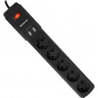 Мережевий фільтр Defender DFS 453 2.0 м 5 розеток 2 USB порта Master Slave