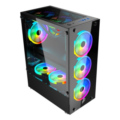 Корпус 1stPlayer V2-A-4R1 Color LED Black без БЖ