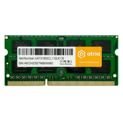 Модуль пам'яті SoDDR III 8GB 1600 MHz ATRIA 1,35v (UAT31600CL11SLK1/8)