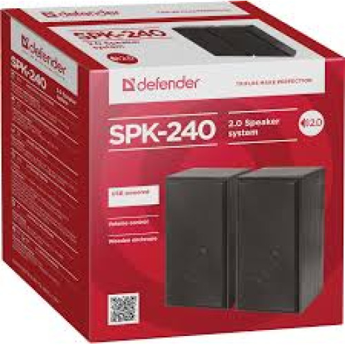 Колонки Defender SPK-240, 2х3,0 Вт USB, Black (65224)
