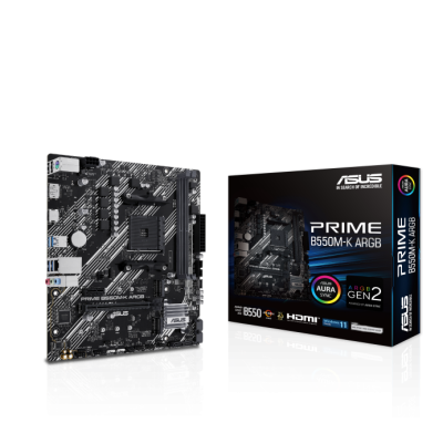 Материнська плата Asus Prime B550M-K ARGB, (AM4, Intel B550, PCI-Ex16 4.0, M2)