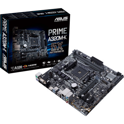 Материнська плата Asus Prime A320M-K (sAM4, AMD A320, 2x DDR4, 1x PCI-Ex16, 1x M.2)
