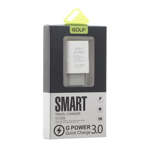Зарядний пристрій Golf GF-U206Q, 1-USB (3.6V - 6.5A) G.Power Quick Charge 3.0
