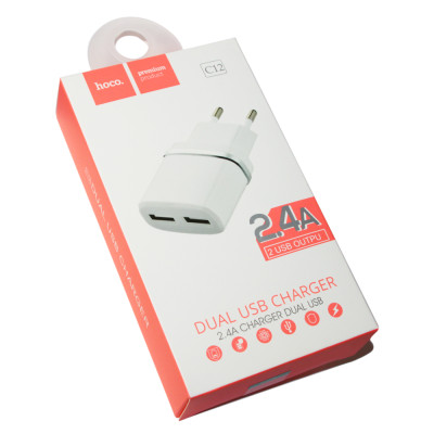 Зарядний пристрій Hoco C12, 2-USB 2.4A