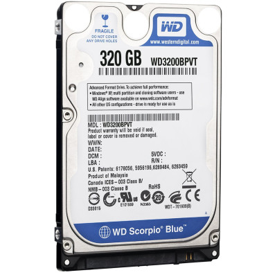 HDD Mobile 2,5'' 320Gb WD, 5400 8 MB, SATA2, (WD3200BPVT)
