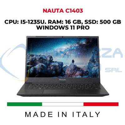 Ноутбук SiComputer Nauta C1402 (N6.F5.16.06S), 14" FHD IPS, Intel Core i5-1155G7 (4.4 ГГц), RAM 16GB, SSD 500GB, Intel IrisXe, Підсвітка клавіатури, HDMI, 2xUSB 3.2, 1xType-C, LAN, LiPolymer 47W. Win 11, Black
