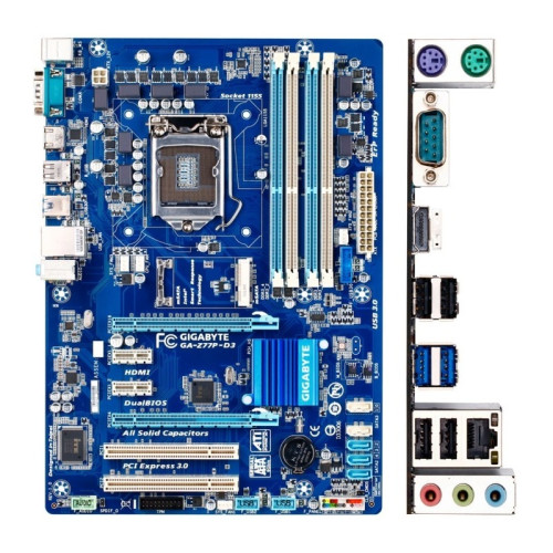 Материнська плата Gigabyte GA-Z77P-D3 Socket 1155 (Socket 1155, Intel Z77, DDR3-2400(OC), 32GB, 1Gb Lan, SB 7.1, by CPU model, CrossFireX, 1x PCI-Eх 2.0 x16, 3 x SATA II, RAID, ATX, BOX)