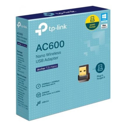 Обладнання Wi-Fi Adapter TP-LINK Archer T2U Nano (AC600) 802.11n 433Mbit USB 2.0