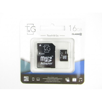 Флеш память MicroSD 16GB T&G (Class 10) SD Adapte (T&G-16GBSDCL10-01)