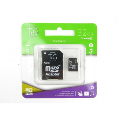 Флеш память MicroSD 32GB T&G + SD (Class 4) (T&G-32GBSDCL4-01)