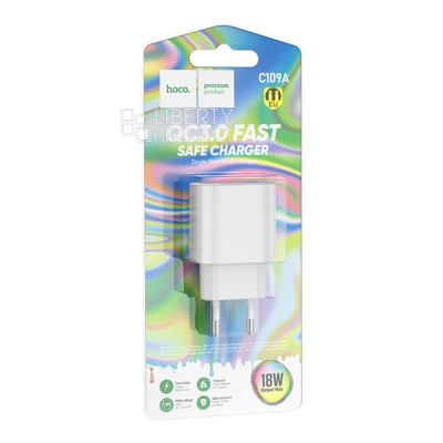 Зарядний пристрій Hoco C109A 18W, USB, White