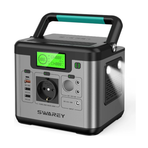 Зарядна станція SWAREY S500 Pro 500 Вт (пікова потужність 1000 Вт) , ємність акумулятора 518 Вт. год.
