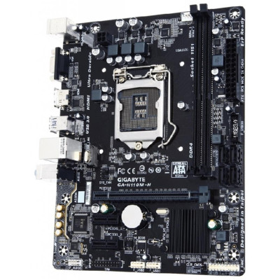 Материнська плата Gigabyte GA-H110M-H (s1151, Intel H110, PCI-Ex16), 2 x DDR4 DIMM, 2 x PCI-E 2.x x1, 1 x PCI-E 3.0 x16, Intel Core i7, Core i5, Core i3, Pentium, Celeron 6-го LGA1151