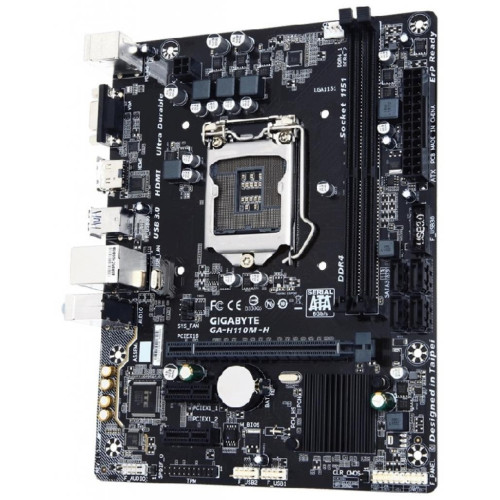 Материнська плата Gigabyte GA-H110M-H (s1151, Intel H110, PCI-Ex16), 2 x DDR4 DIMM, 2 x PCI-E 2.x x1, 1 x PCI-E 3.0 x16, Intel Core i7, Core i5, Core i3, Pentium, Celeron 6-го LGA1151