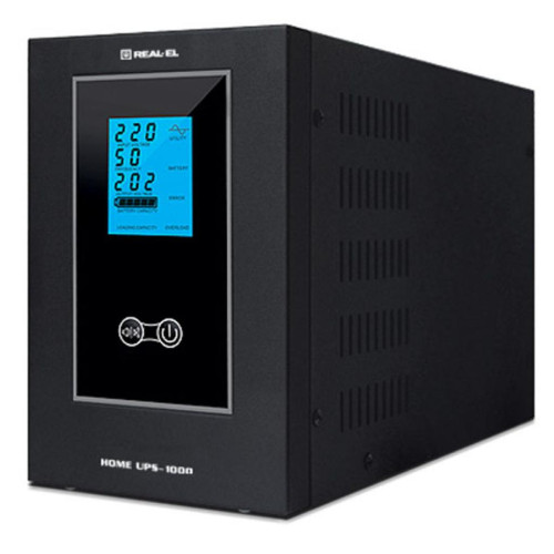 Джерело безперебійного живлення REAL-EL HOME UPS-1000, 600Вт, правельна сінусоїда