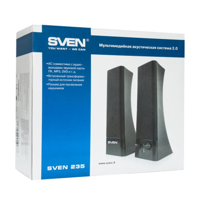 Колонки Sven 235 Black, система 2.0, потужність 4 Вт (00410038)