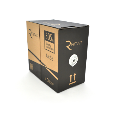 Кабель UTP CAT 5E 305m. (бухта), 4*2*0.5, ССА, ізол. ПЕ+ПВХ, для зовн. робіт з тросом, Black Ritar