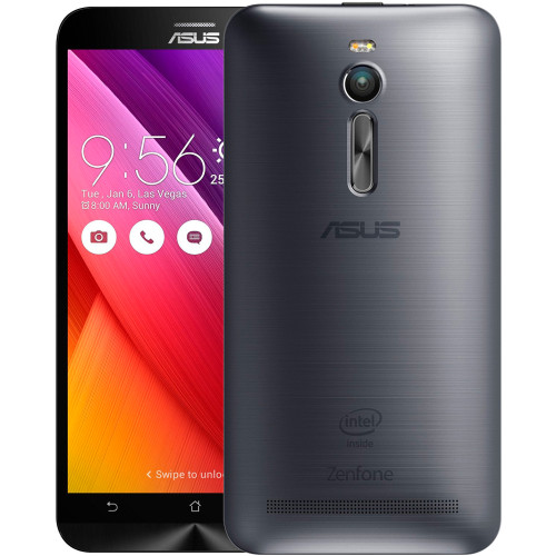 Мобільний телефон Asus Zenfone 2, Silver, 5.5", IPS, (1920x1080), Intel Atom Z3560 (1.8 ГГц), RAM 4 ГБ, 16 ГБ вбудованої пам'яті + microSD/SDHC, основна камера: 13 Мп, фронтальна камера: 5 Мп, 3G, LTE, GPS, підтримка 2х SIM-карт (Micro-SIM), Android 