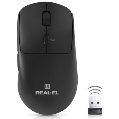Мишка REAL-EL RM-355W, Black, Wireless, (EL123200054)