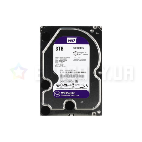 Жорсткий диск HDD 3TB 5400 WD SATA3 64Mb Purple (WD30PURZ)