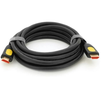 Кабель для монітора HDMI - HDMI, 3 м V-Link V 2.0,high speed, круглий Black/Yellow (YT-HDMI(M)/(M)V2.0-3.0m-B)