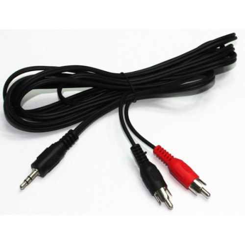 Кабель аудио 5 м, Jack 3.5mm тато/2RCA тато Voltronic (YT-3.5(M)/2хRCA(M)-5.0Cu)