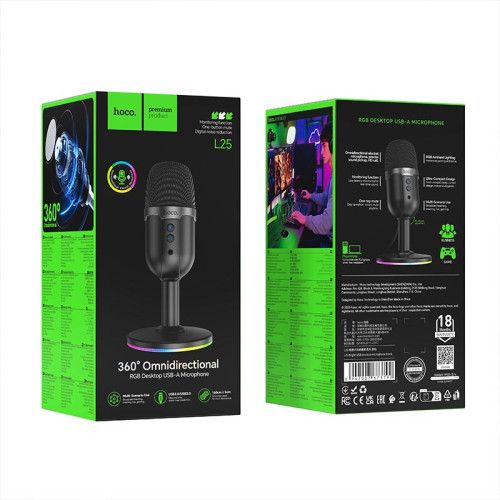 Мікрофон Hoco L25, USB, Black