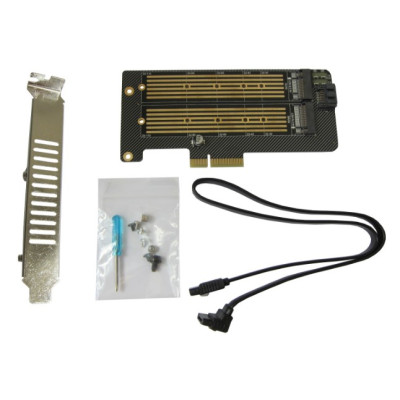 Контролер Dynamode 2х M.2 NVMe M-Key /SATA B-key SSD to PCI-E 3.0 x4/ x8/ x16, (PCI-Ex4- 2xM.2 M&B-key)