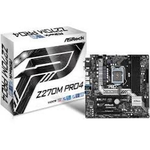 Материнская плата ASRock Z270M Pro4 (ATX, Socket 1151, 6-е и 7-е поколение Intel Core i7/Core i5/Core i3/, CrossFireX, Quad CrossFireX, Intel, Intel Z270, DDR4, 64GB, 2x PCI-Eх 3.0 x16, 3 x PCIe 3.0 x1, PCI, 1 x TPM, 2 x Ultra M.2, 6 x SATA III, 1-х USB 3