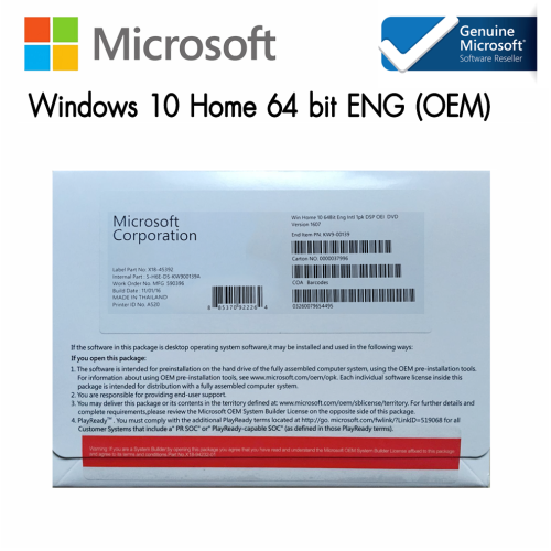 Microsoft Windows 10 Home 64 bit 1PK DSP OEI DVD