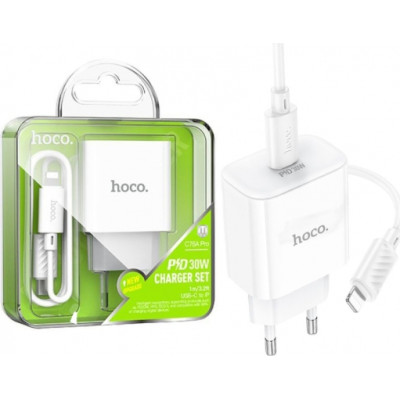 Зарядний пристрій Hoco C76A Pro 30W + кабель Type-C-Lightning