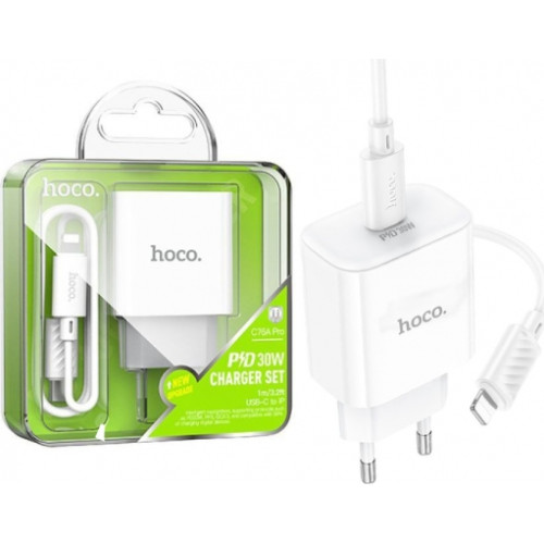Зарядний пристрій Hoco C76A Pro 30W + кабель Type-C-Lightning