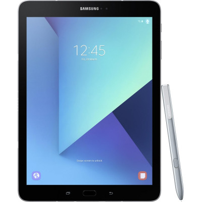 Планшет Samsung Galaxy Tab S3 (SM-T820) 9.7" Super AMOLED (2048x1536) емкостный Multi-Touch, Qualcomm Snapdragon 820 (2.15 ГГц + 1.6 ГГц), RAM 4 ГБ, 32 ГБ встроенной памяти + поддержка карт памяти microSD, Bluetooth 4.2, Wi-Fi 802.11 a,b,g,n,ac, 3G, 